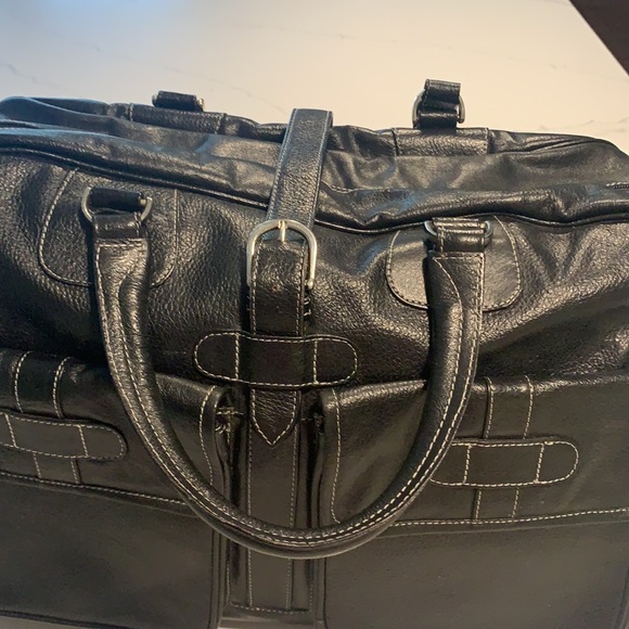 Black leather travel bag, excellent condition - Picture 3 of 4